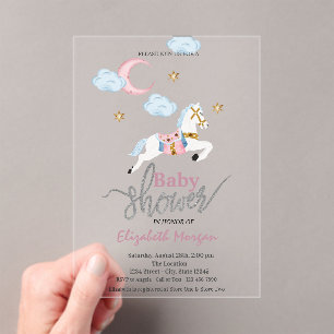 Aquarell Little Pony Pink Baby Shower Acryleinladungen
