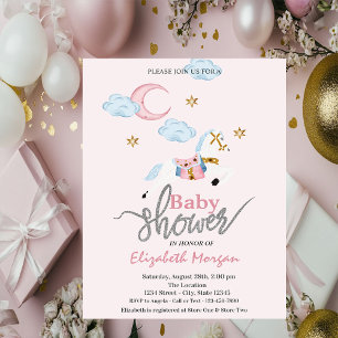 Aquarell Little Pony Pink Baby Shower Einladung