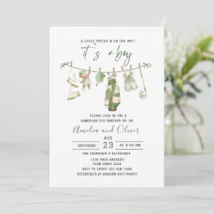 Aquarell Little Putter ist auf dem Weg Baby-Party Einladung