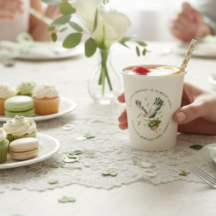 Aquarell Little Sprout Storch Baby Shower Pappbecher