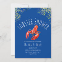 Aquarell Lobster Party Baby Dusche Blue Gold
