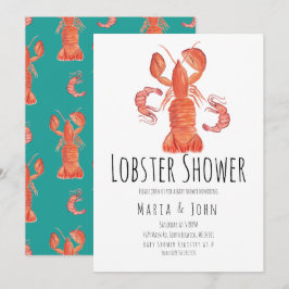 Aquarell Lobster Party Kinderdusche Einladungen