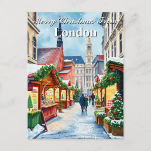 Aquarell London UK Weihnachtsmarkt Vintage Postkarte