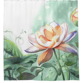 Aquarell-Lotos Duschvorhang
