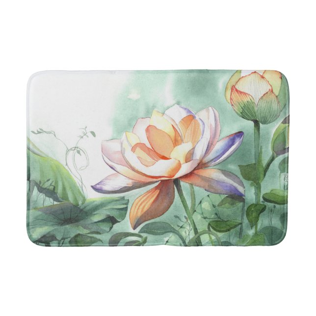 Aquarell-Lotus Badematte (Vorderseite)