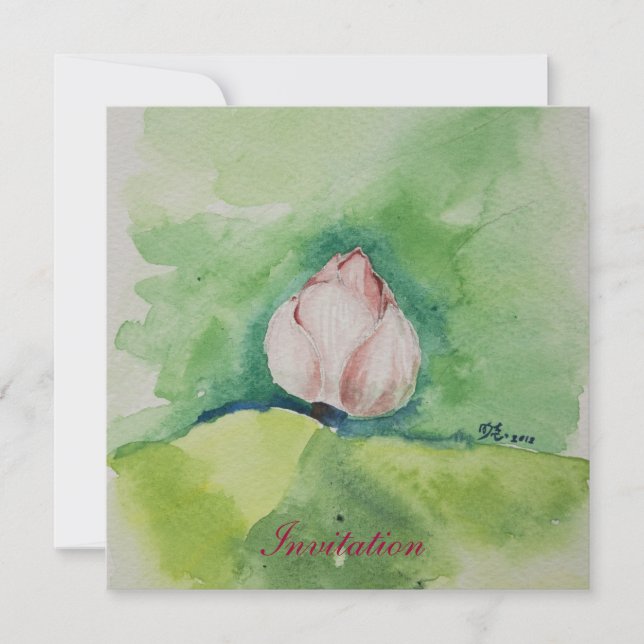 Aquarell-Lotus-Einladungs-Karte Einladung (Vorderseite)