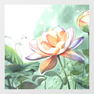 Aquarell-Lotus-Leinwanddruck Fensteraufkleber