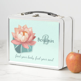 Aquarell-Lotus Mit Blatt Metall Brotdose