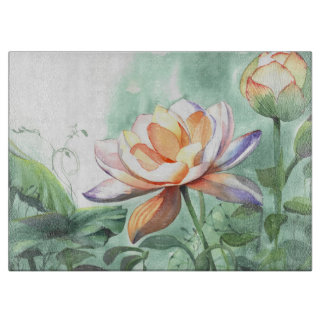Aquarell-Lotus Schneidebrett