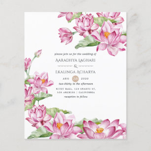 Aquarell-Lotusblume indische Hochzeit Flyer