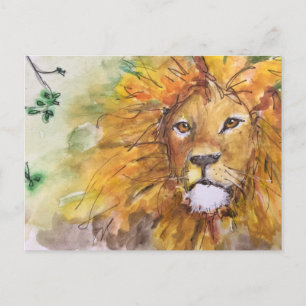 Aquarell-Löwe-Postkarte Postkarte