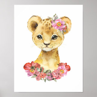 Aquarell-Löwe, Safari-Nursery-Dekor, Kinderkunst Poster
