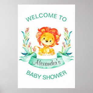 Aquarell Löwenjunge Babydusche Poster