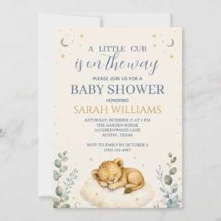 Aquarell-Löwenjungen-Junge-Baby-Shower-Einladung Einladung
