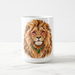 Aquarell-Löwenporträt Süße Wildlife-Kunst Kaffeeta Kaffeetasse