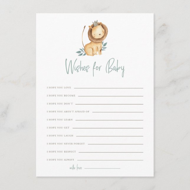 Aquarell Löwenprinz wünscht eine Babykarte Begleitkarte (Vorderseite)