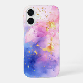 Aquarell Lumière Luxus Rosa Blau Wasserfarbe iPhone 16 Hülle