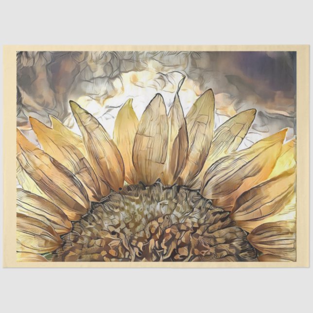 Aquarell Luxus Sonnenblumenkollektion Seidenpapier (Vorderseite)