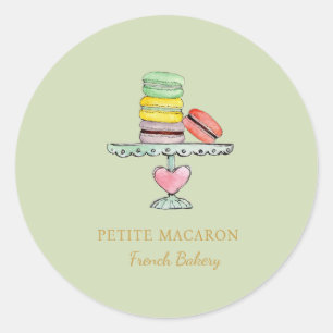 Aquarell Macarons Minze grüne Bäckerei Runder Aufkleber