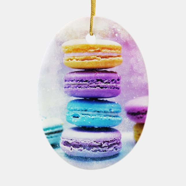 Aquarell Macaroon Lebensmittel Abstrakt Keramik Ornament (Vorne)