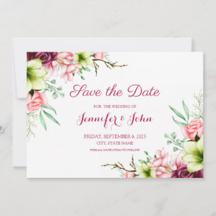 Aquarell Magenta Rote Amaryllis Florale Hochzeit Save The Date