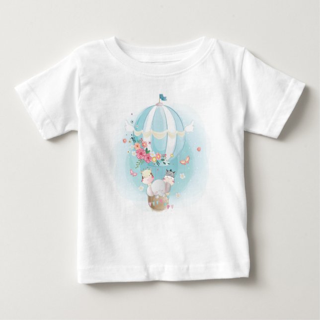 Aquarell-magische Heißluft-Ballon-Freunde Baby T-shirt (Vorderseite)