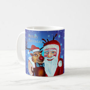 Aquarell Magischer Weihnachtsmann Lächelnder Rudol Kaffeetasse