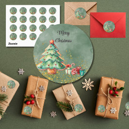 Aquarell Magisches Weihnachten Runder Aufkleber