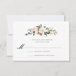 Aquarell-Magnolie-Hochzeitseinladung RSVP Karte