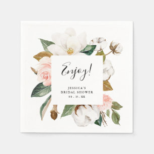 Aquarell-Magnolien & Blush-Brautjungfer-Party Serv Serviette