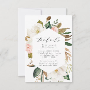 Aquarell-Magnolien Hochzeits-Detailkarte RSVP Karte