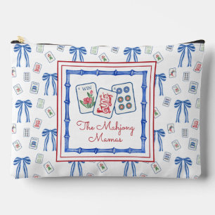 Aquarell-Mahjong-Kacheln & Schleifen Personalisier Zubehörtasche