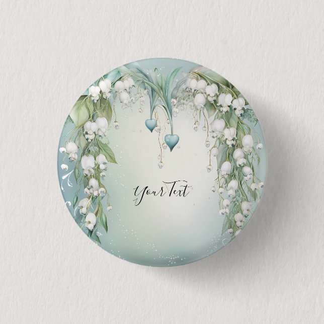 Aquarell-Maiglöckchen-Knopf Button (Vorderseite)