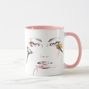 Aquarell-Make-upgesicht Tasse
