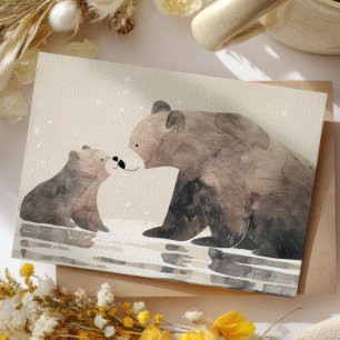 Aquarell-Mama-Bär & Jungtier Süßer Muttertag Postkarte