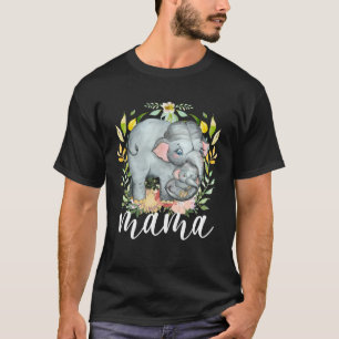Aquarell-Mama und Baby Elephant Animal Mama Mother T-Shirt