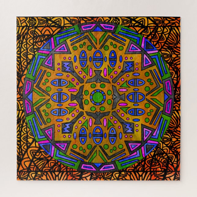 Aquarell-Mandala-Buntglas-Tiere Puzzle (Vertikal)