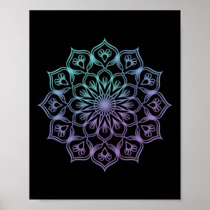 Aquarell-Mandala Heilige fraktale Geometrie Kunst Poster