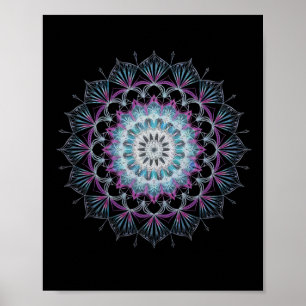 Aquarell-Mandala Heilige Fraktale Geometrie Kunst Poster