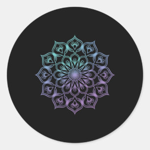 Aquarell-Mandala Heilige Fraktale Geometrie Kunst Runder Aufkleber