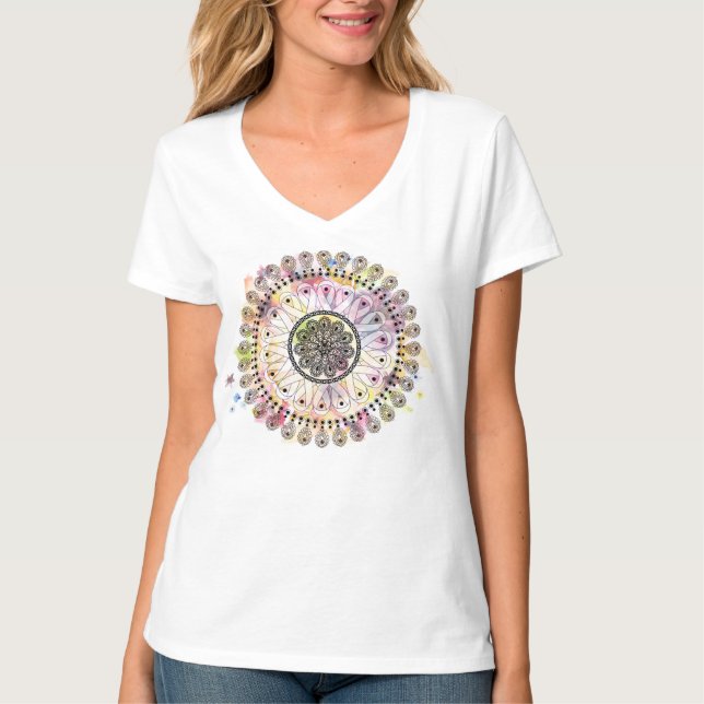 Aquarell-Mandala T-Shirt (Vorderseite)
