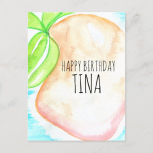 Aquarell-Mango-Handbemalt-Tropisch-Geburtstag Postkarte