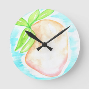 Aquarell-Mango-Handbemalte Tropen-Küche Runde Wanduhr