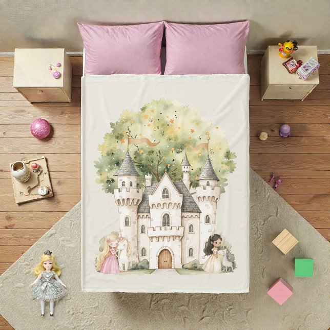 Aquarell-Märchenprinzessin Whimsical Fleecedecke (Von Creator hochgeladen)