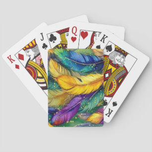 Aquarell-Mardi-Gras-Feder nahtloses Muster Spielkarten