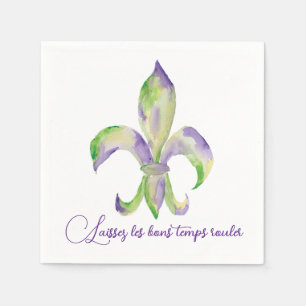 Aquarell Mardi Gras Fleur de Lis Serviette