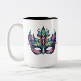 Aquarell Mardi Gras Maske Zweifarbige Tasse