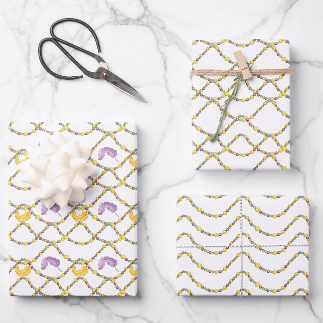 Aquarell-Mardi-Gras-Perlen Geschenkpapier Set (Von Creator hochgeladen)