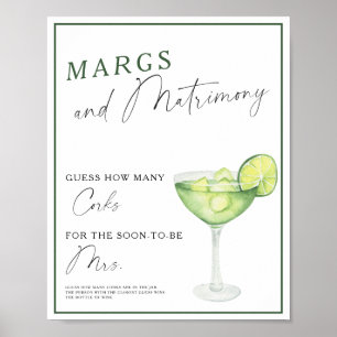 Aquarell Margarita Brautparty Wie viele Korken Poster