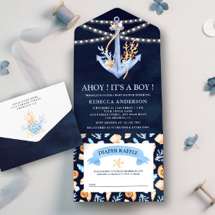 Aquarell-Marine-Anker-Navyblau-Baby-Party All In One Einladung